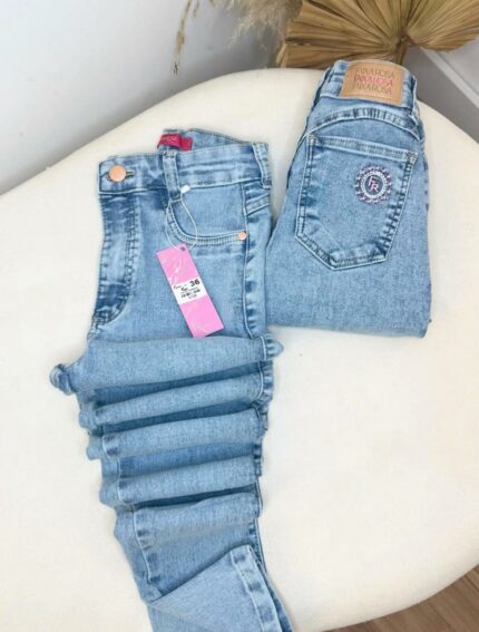 Calça Jeans - Faixa Rosa