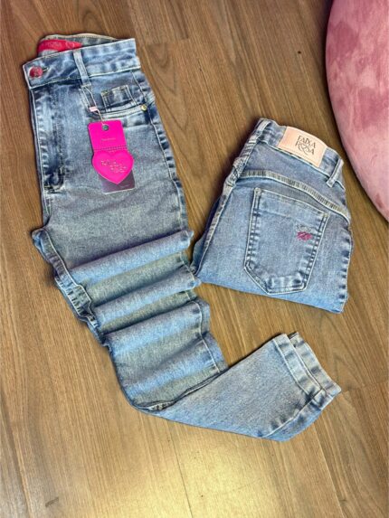 Calça Jeans - Faixa Rosa