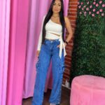 Calça Jeans Cargo Wide Leg