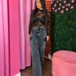 Calça Jeans Cargo Wide Leg Marmorizada