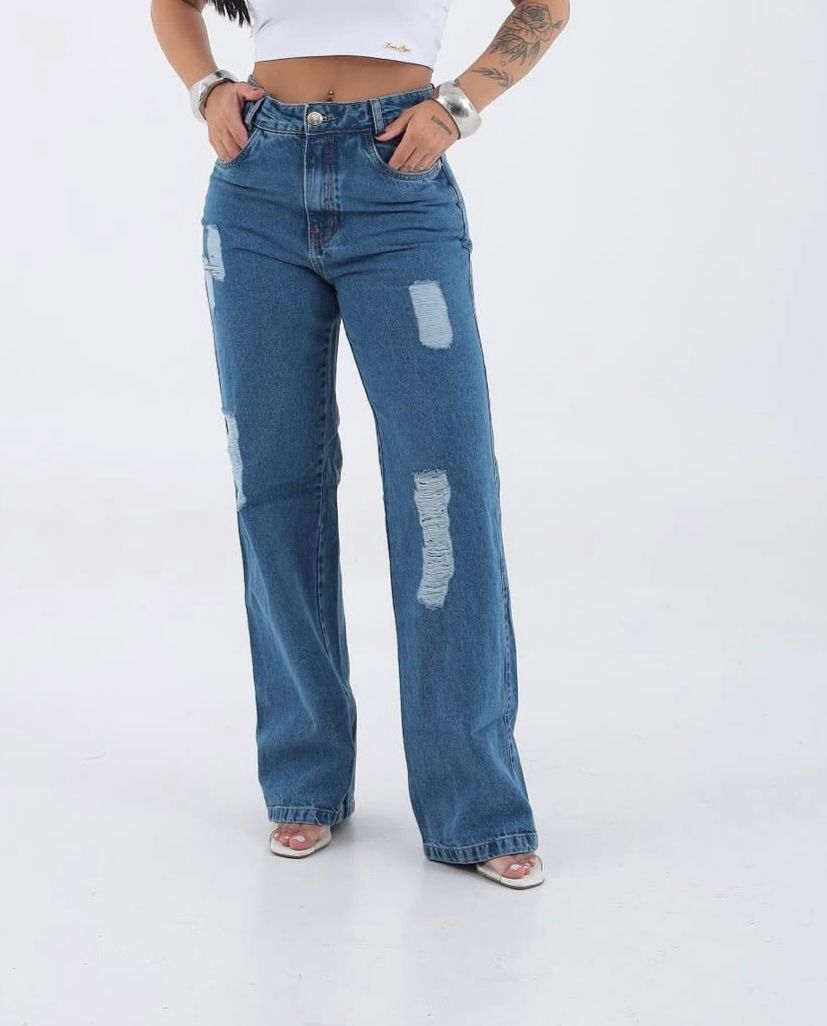 WhatsApp Image 2026-05-15 at 16.35.19 Calça Jeans Wide Leg - Faixa Rosa - Imagem 1